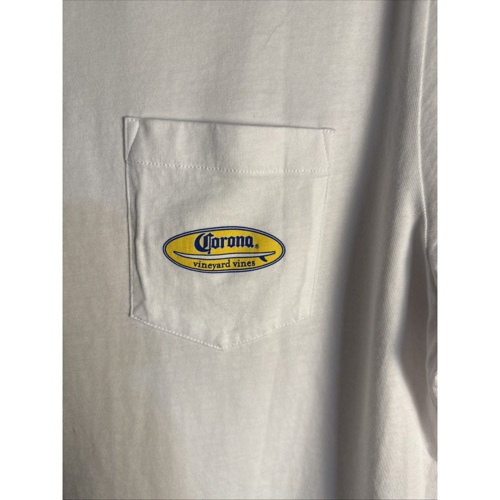 Corona x Vineyard Vines Pocket T-Shirt White Medium NWT Beer Surf Logo - Picture 3 of 7